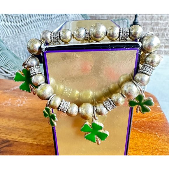 Vintage Four Leaf Clovers Stretch Bracelet St Patrick's Day Parade Party… - Picture 9 of 11